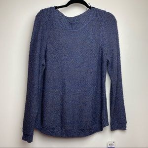 INC International Concepts petite Sizes blue-gray slub knit sweater New